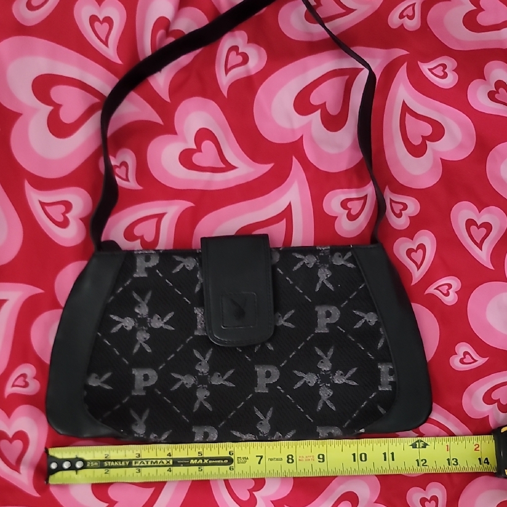 PLAYBOY Black Shoulder Bag with Stylish Pattern